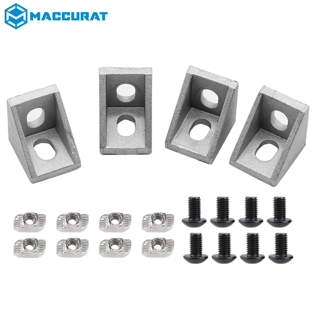 2/4 Stück Aluminiumprofil Eckwinkelverbinder Verschluss mit Mutter + M5 Flachkopfschraube für V-Slot 3D-Druckerteile: YELLOW