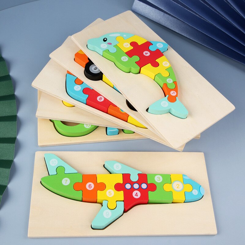 Baby Kids Houten Dier Verkeer Puzzel Vroeg Leren Educatief Speelgoed Voor Kinderen Brain Teaser Puzzel 3D Speelgoed