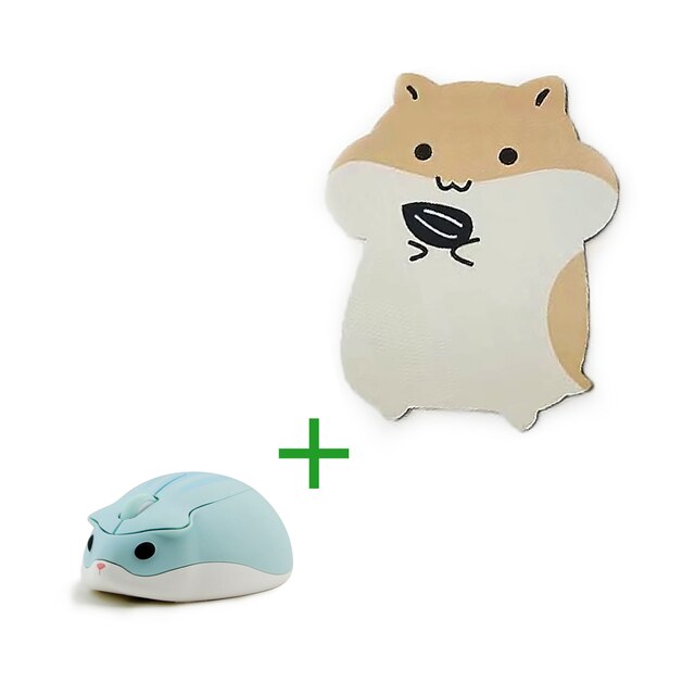 CHYI 2.4G Wireless Mouse Cute Hamster Mause 1200 DPI USB Mini Optical Computer Mice For Girl Kids Laptop Notebook: Blue Combo