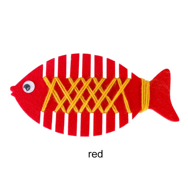 1 stk sød lille fisk gør-det-selv-materiale børnehave-barn forsyninger tidlig uddannelse miljøvenligt håndlavet ikke-vævet puslespil: Rød