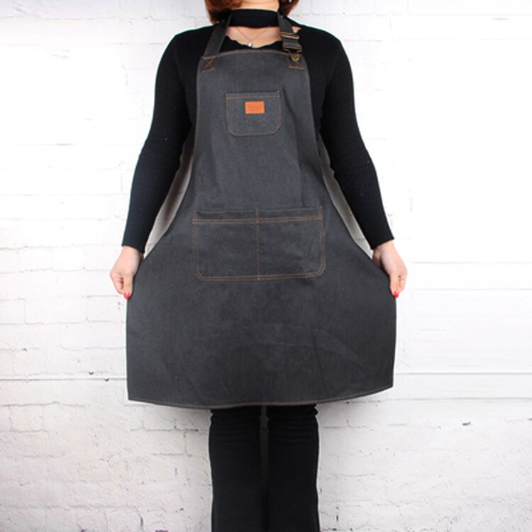 East of eden jeansförkläde förtjockning kök kafé tebutik män och kvinnor overaller bbq förkläde: Svart