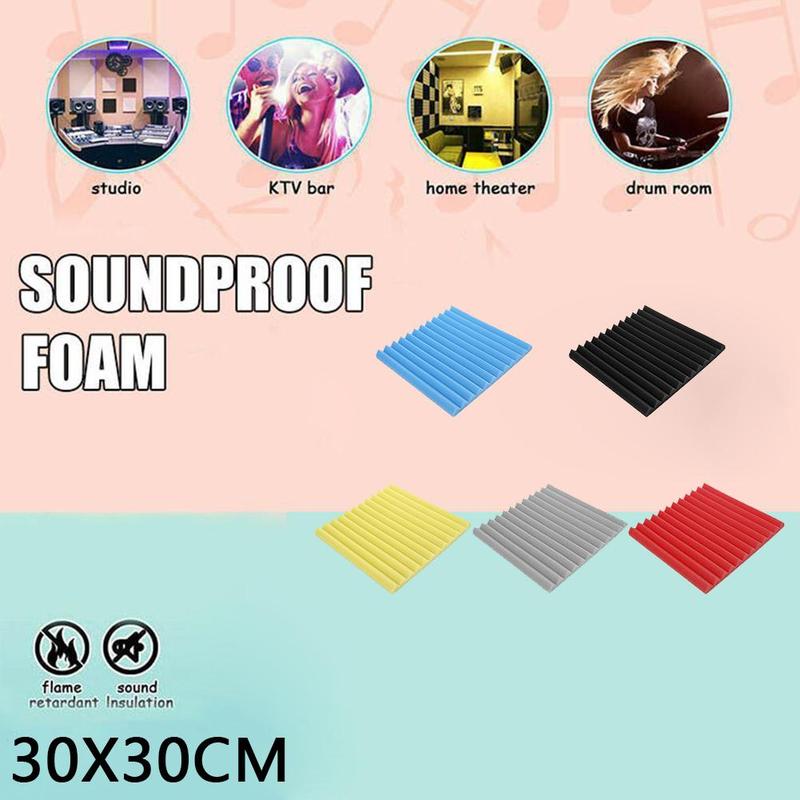 Soundproof cotton 30x30cm Soundproofing Acoustic Studio Absorbing Foam Panels Wall Wedge Suitable For Sound Studio Tiles I1F9