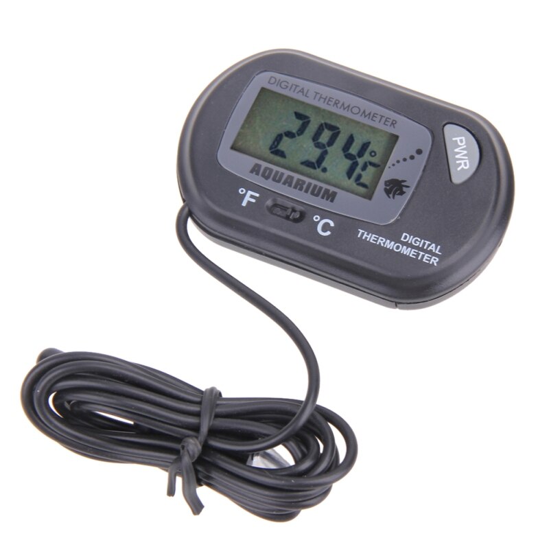 Digital LCD Screen Sensor Aquarium Thermometer Wired Aquarium Fish Tank Temp Meter Electronic Temperature Measurement Black