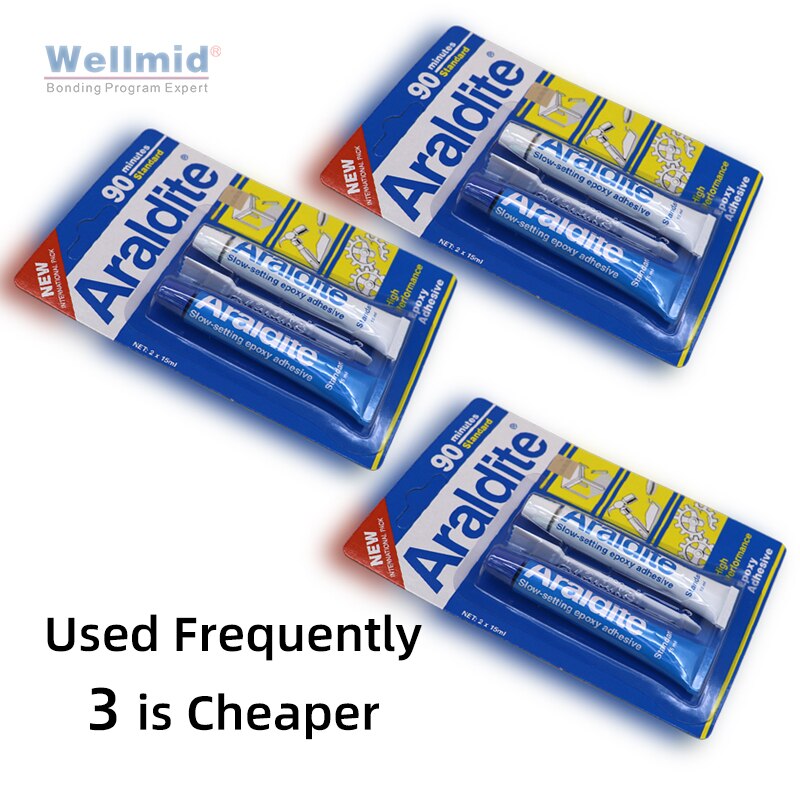 Araldite – colle adhésive époxy lente, Super forte, Standard, 90 Minutes, réparation de bijoux, métal, bois, céramique, plastique, AB: 3 Sets Of 30ml