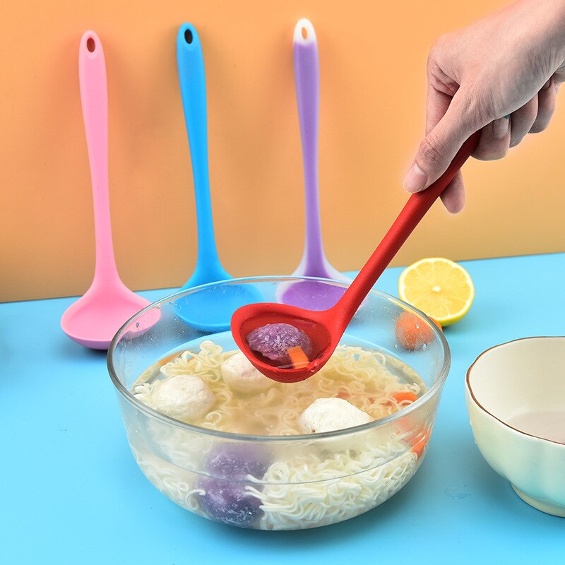 1 Piece Thickened Silicone Soup Spoon Cooking Spoon Porridge Spoon Kitchen Utensils 20.5x6.5cm