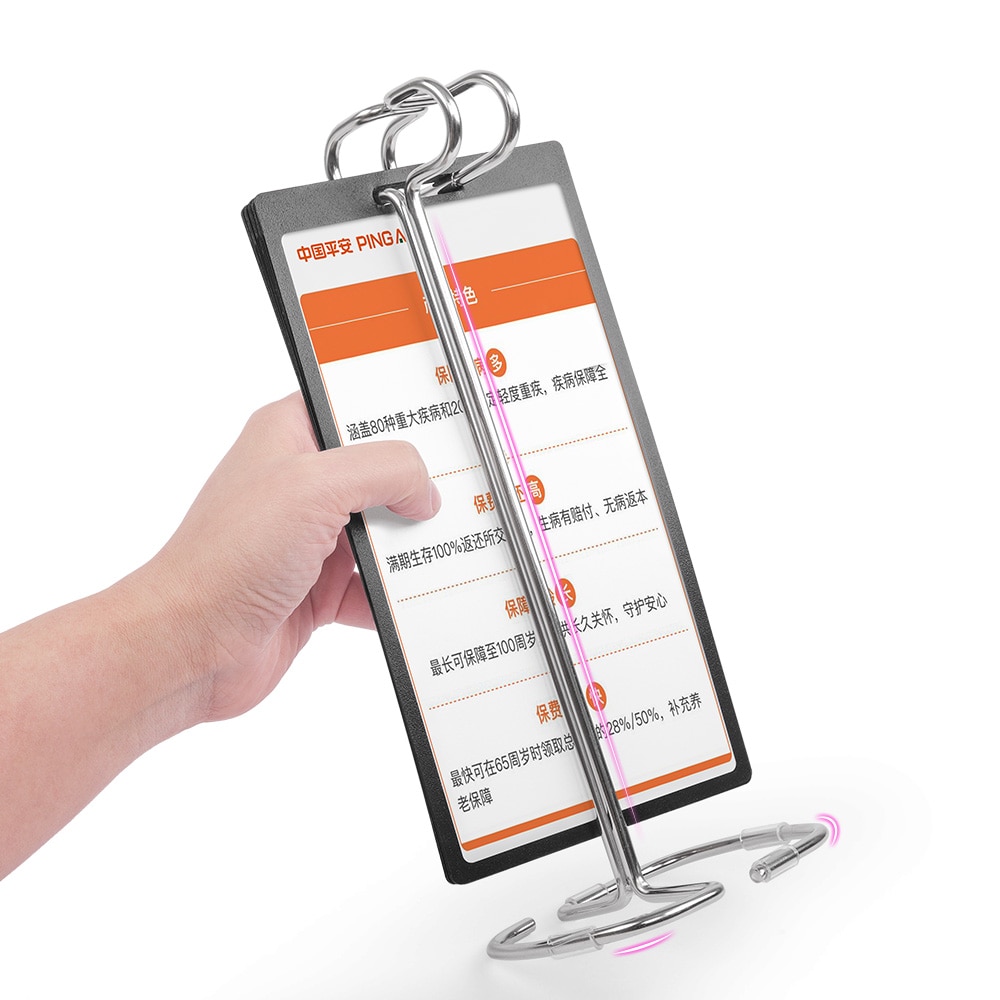 sviao Stainless Steel Tabletop Menu Holder PVC Page Sign Holder