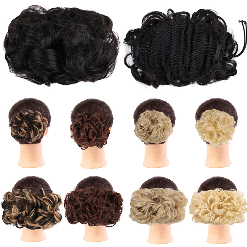 MUMUPI Hair Clip in Chignon Elastic Rubber Band Wedding Curly Synthetic Hair Extension Chignon Hair Bun Hair Accessories