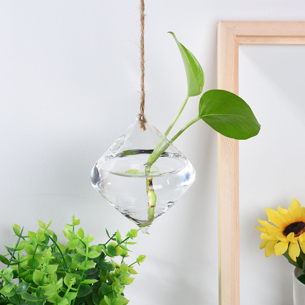 30# Hanging Glass Ball Vase Flower Plant Pot Terrarium Vases Container Party Wedding Decor Container Home Garden Ball Decor