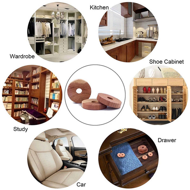 Bloques de cedro aromático para almacenamiento de ropa, anillos de madera de cedro Natural para perchas, almacenamiento de armario y cajones, 20 paquetes