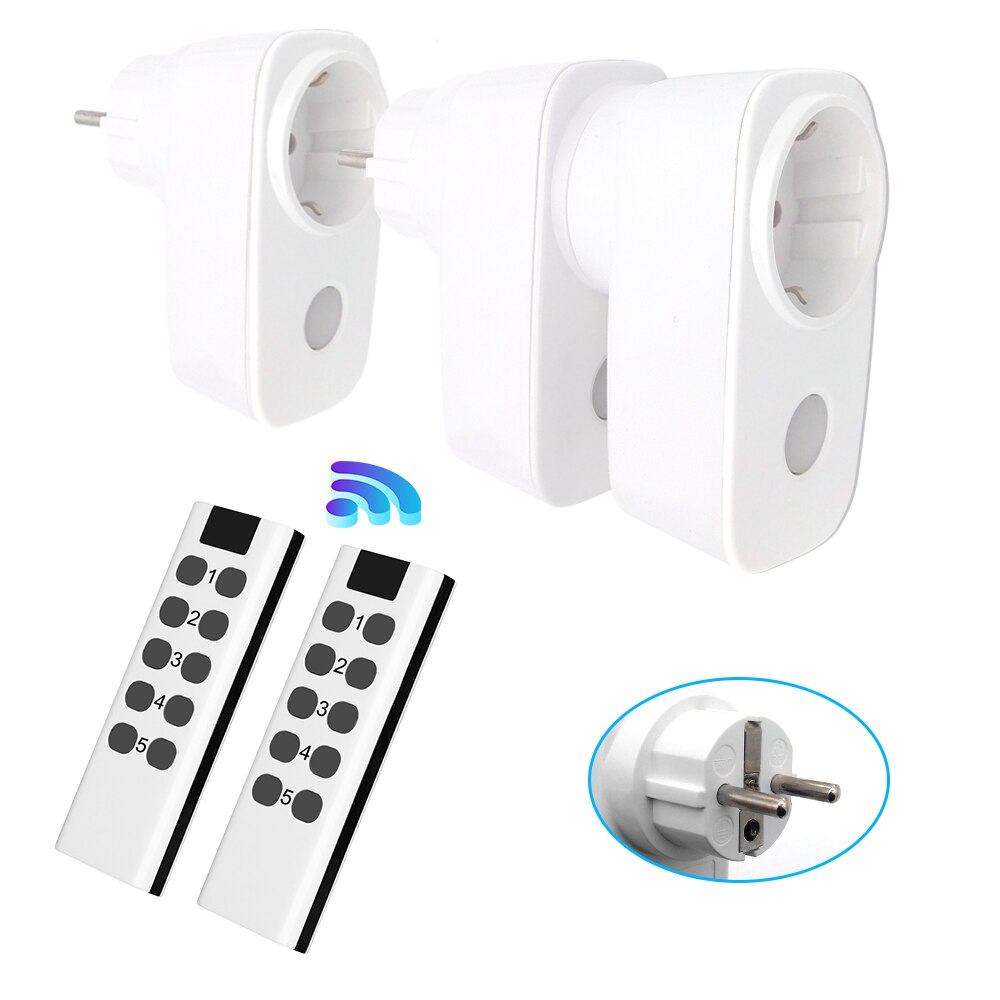 Msle Upgrade Draadloze Afstandsbediening Smart Socket Plug Outlet Adapter Eu Franse Rf 433Mhz Elektrische Schakelaar Thuis Night licht: 2 remoter 3 socket