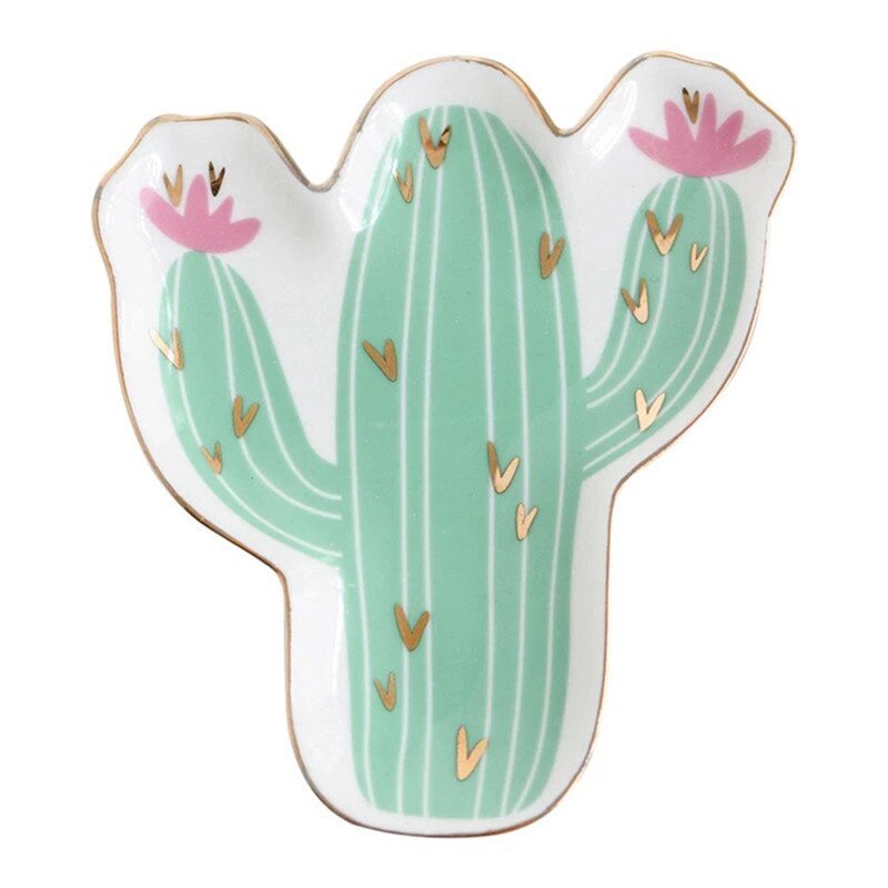 Europa Keramische Schotel Plaat Decoratieve Kleine Sieraden Lade Cactus Hand Vorm Opslag Plaat Ketting Snacks Dessert Gerechten Decor