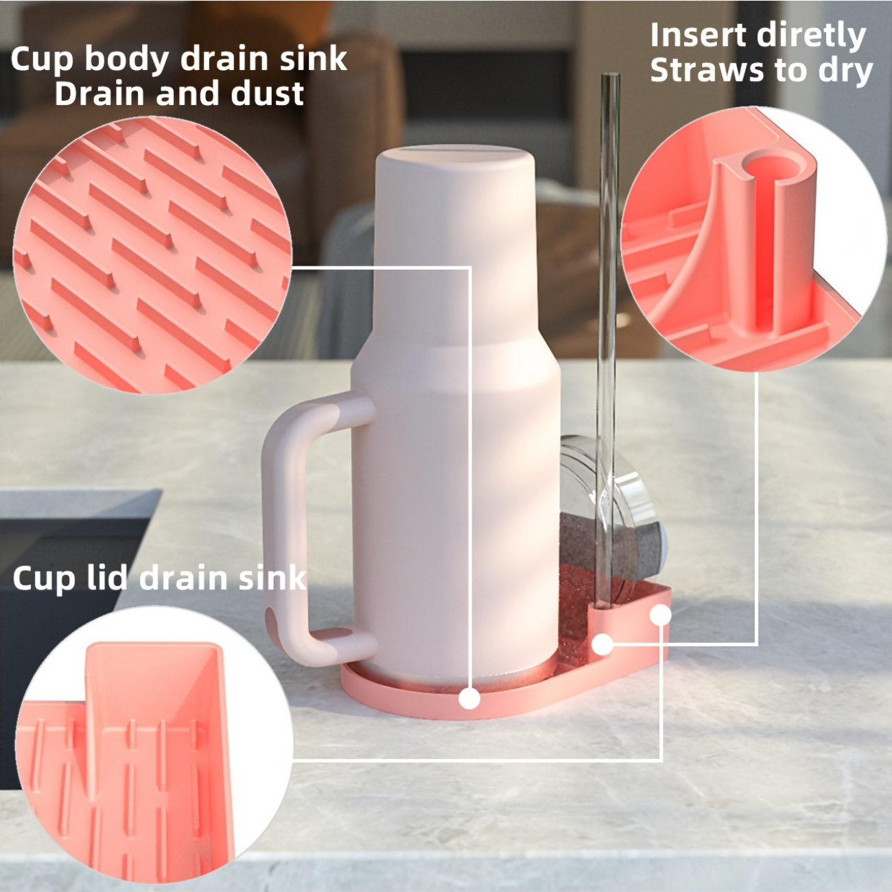 Estante para tienda en seco de vasos de , estación de secado para vasos para limpiar tazas y almacenamiento, portavasos de agua