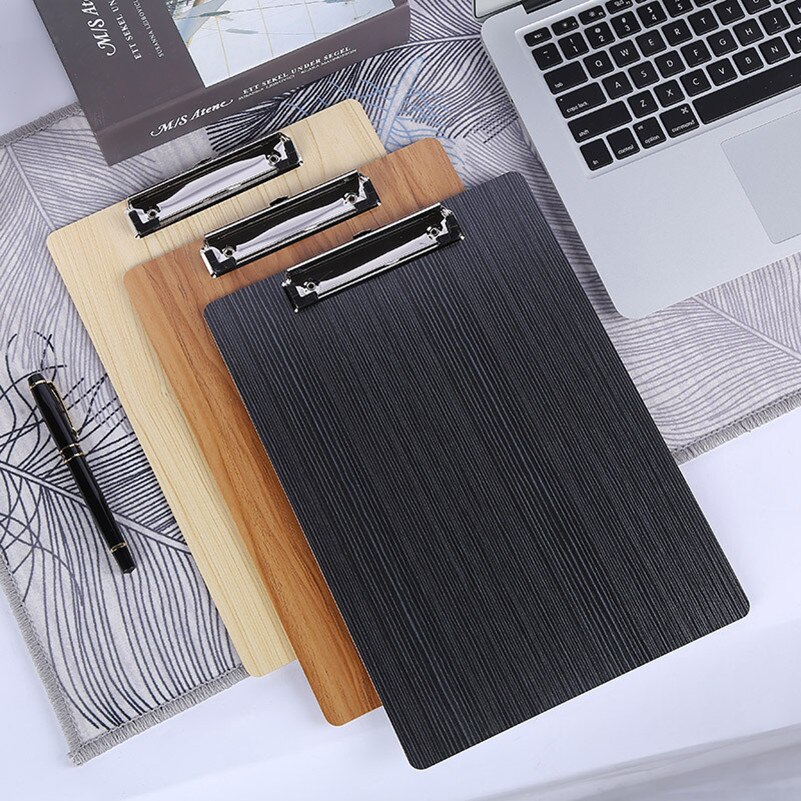 Portapapeles A5, almohadilla de escritura, tablero de clip de archivo de madera, portapapeles portátil de menú con clip de placa, suministros para oficina/escuela