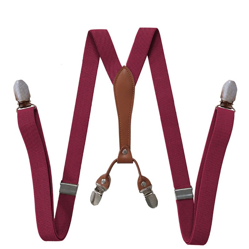 2.5cm Wide X-Shape Trouser Pants Suspenders Braces 4 Clips for Adult Women Men Boy Girl Wedding Party Event-Black Blue Red: Burgundy