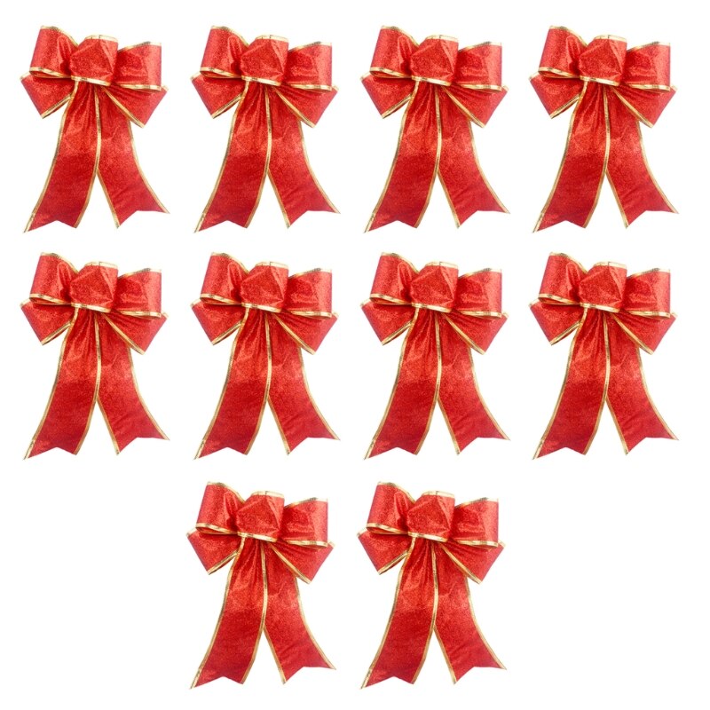 10 stuks 10 inch  x 8 inch haarrubber kerstboomstrik met strik hangende ornamenten 4 xfa: 2