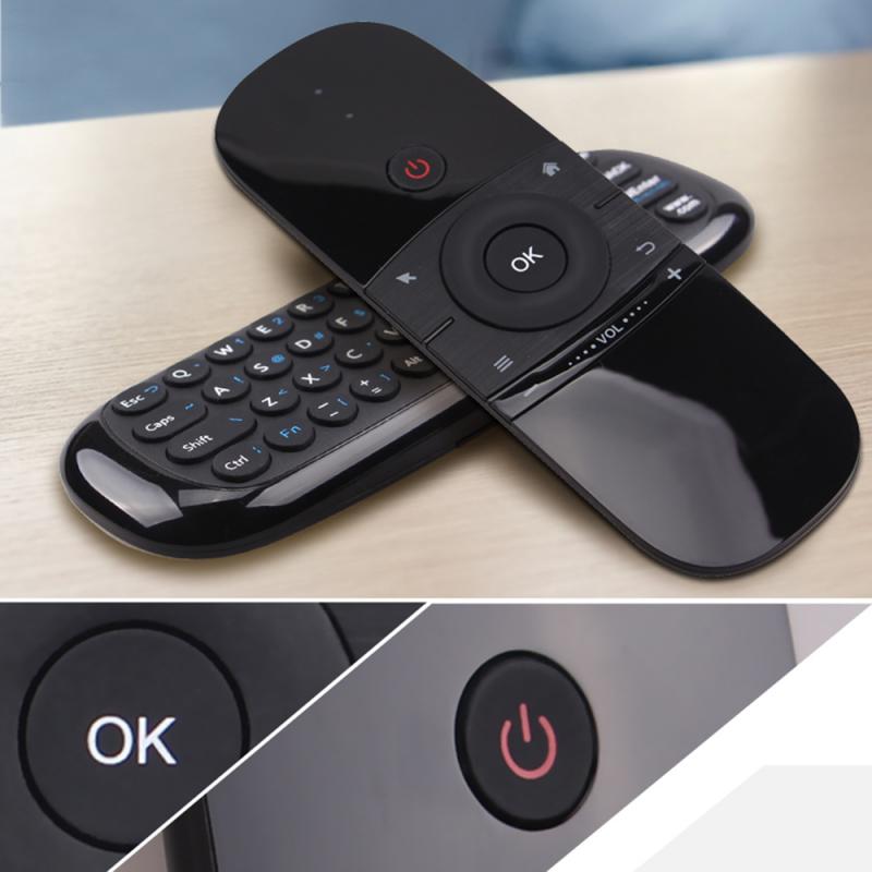 Duplo-face ar voar mouse usb remoto para android caixa de tv pc wechip w1 sensor infravermelho corpo sentido mini 2.4g teclado sem fio