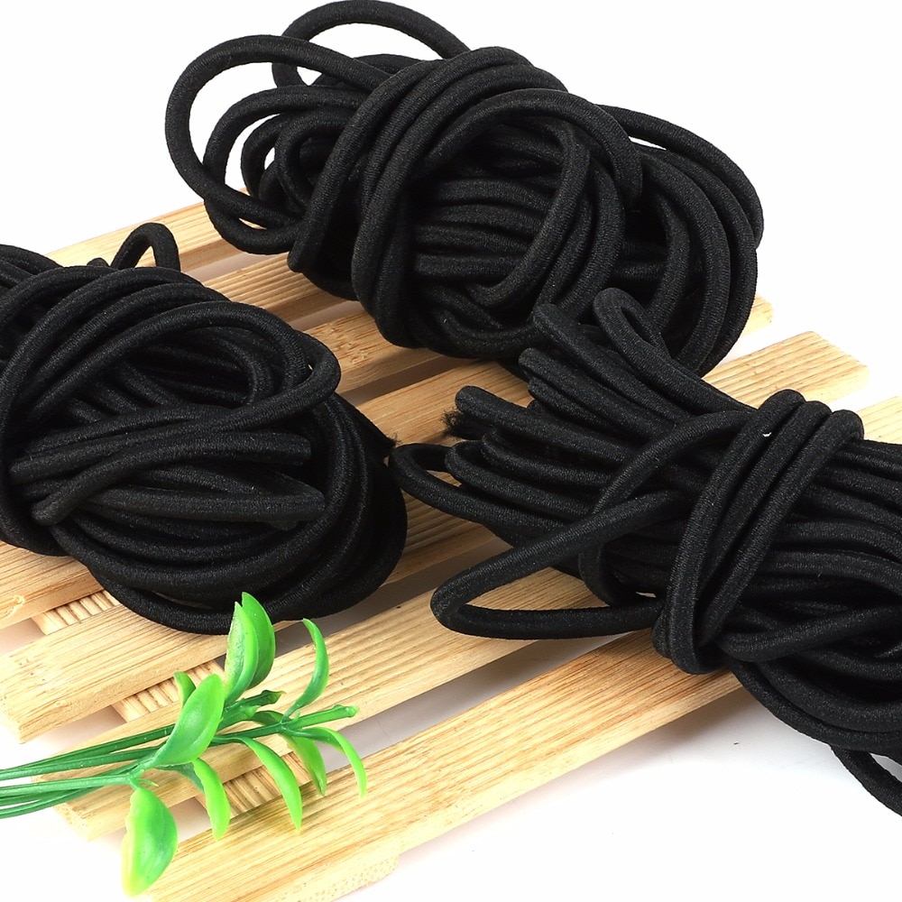 Black Round Elastic Cord Beading Stretch Thread/String/Rope for Necklace Bracelet Jewelry Making 1/1.5/2/.2.5/3/4/5 mm Diameter