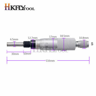 Mikrometerhoveder 0-25mm nøjagtighed 0.01mm fladt måleværktøjstype gevind riflet justeringsknap mikrometerhoved: Nr. .5