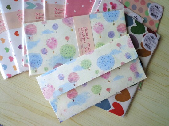 50pcs Craft DIY Envelope Dots Heart Flower Paper Envelope for Card Letter Paper 10 Patterns mix 18x9cm