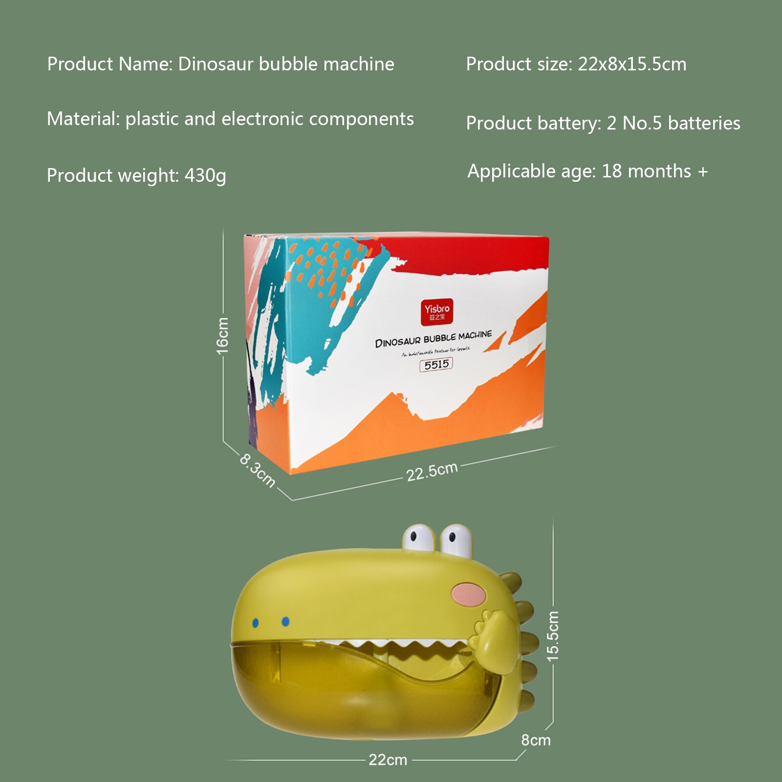 Dinosaurus Bubble Bad Machine Met Zuignap, Realistische Speaker Cartoon Vorm Elektrische Speelgoed