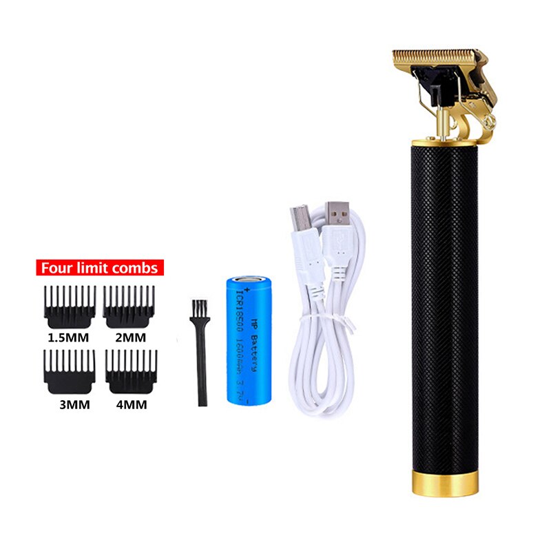 Tondeuse à cheveux sans fil avec lame en T, 0.0mm, or, , Rechargeable par USB, pour couper les cheveux: SetA