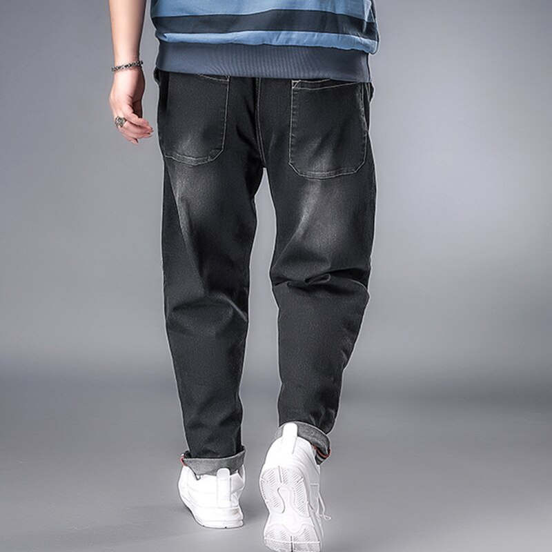 Men motorcycle jeans denim streetwear elastic waist wrinkle-resistant pants casual riding men plus size XL-6XL jogging