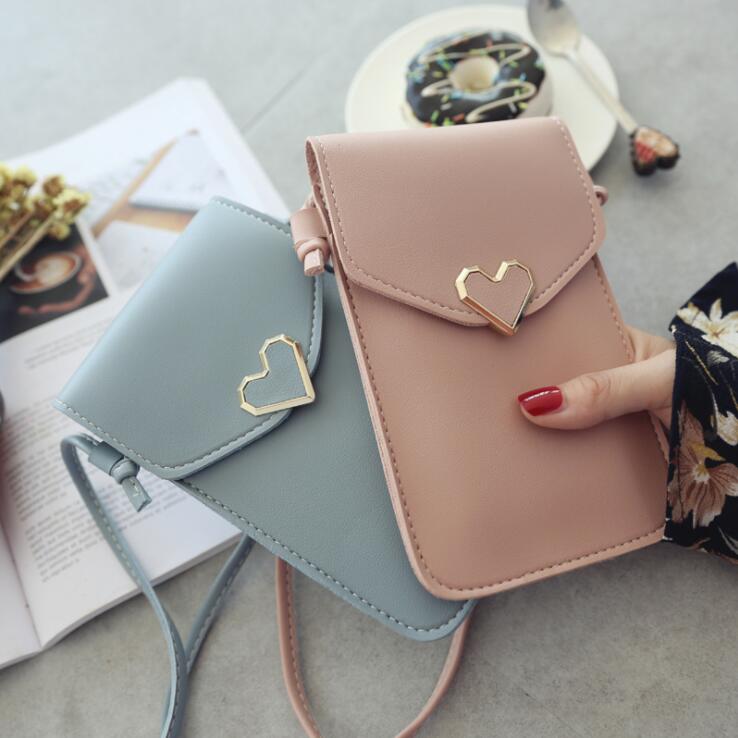 Women's Touch Screen Cell Phone Purse Transparent Simple Bag Hasp Cross Wallets Smartphone Leather Shoulder Light Handbags