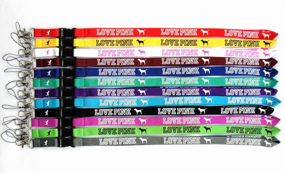 10pcs/lot 1.5cm*105cm Cellphone lanyard Straps Clothing Keys Chain ID cards Holder Detachable Buckle VS Love PINK Lanyards