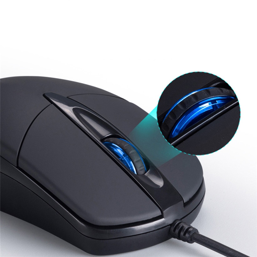CARPRIE Del Mouse Silenzioso 3 Button 1200 DPI USB Ottico con filo Gaming Mouse Nero Optical Gamer Mouse Per PC Del Computer Portatile 90715