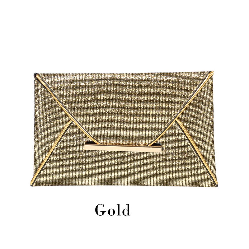 Women Evening Bag Party Envelope Clutch Handbag Glitter Sequins Sparkling Banquet Glitter Bag Ladies Girls Wedding Clutches: Gold