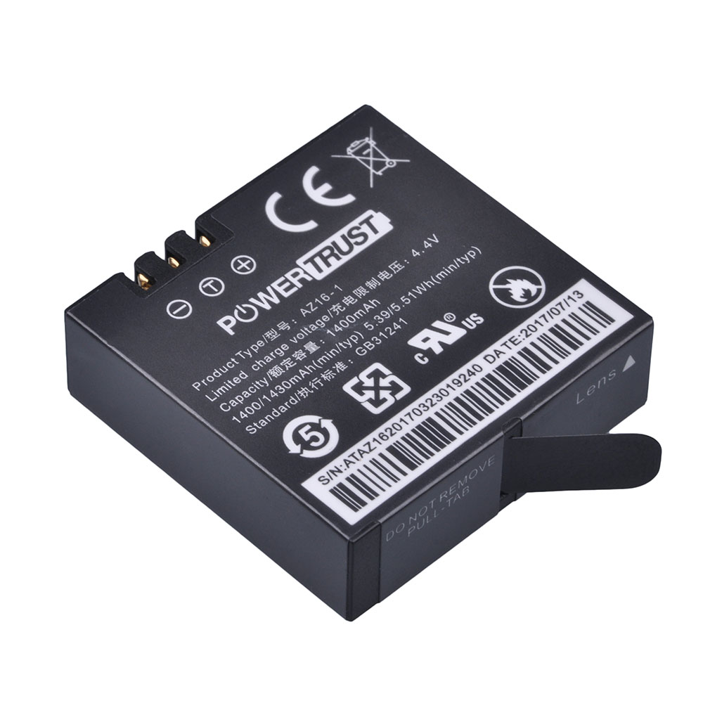 Batería de AZ16-1 para Xiaomi Yi 2, batería de 1400mAh, 3,85 V, AZ16-2 + LED, USB, 3 ranuras, cargador, 4K, Original, Xiao Mi Yi Lite, Cámara de Acción: 1Battery