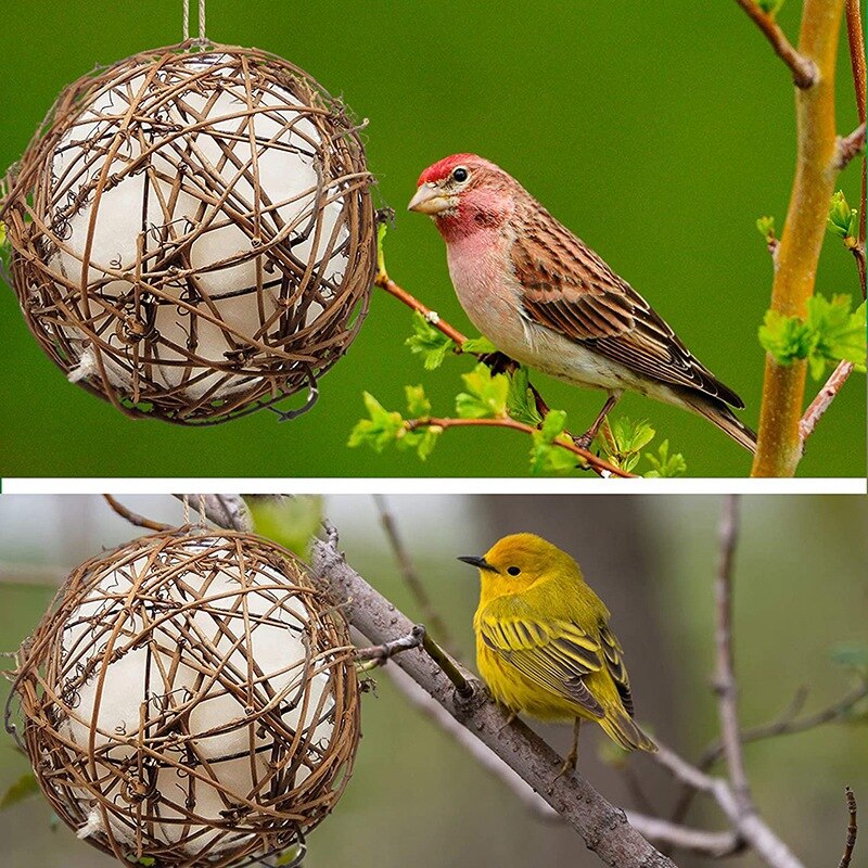3 Sets Van Vogelnest Materiaal Rack-Katoen Bal Nestle Materiaal-Outdoor Vogelnest Station Voor nest Building