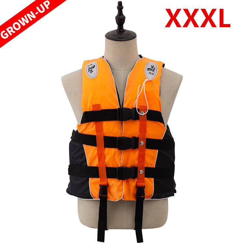 Adult Life Vest Jacket Swimming Boating Ski Surfing Survival Drifting Life Vest with Whistle Water Sports Man Jacket Polyester: Orange XXXL