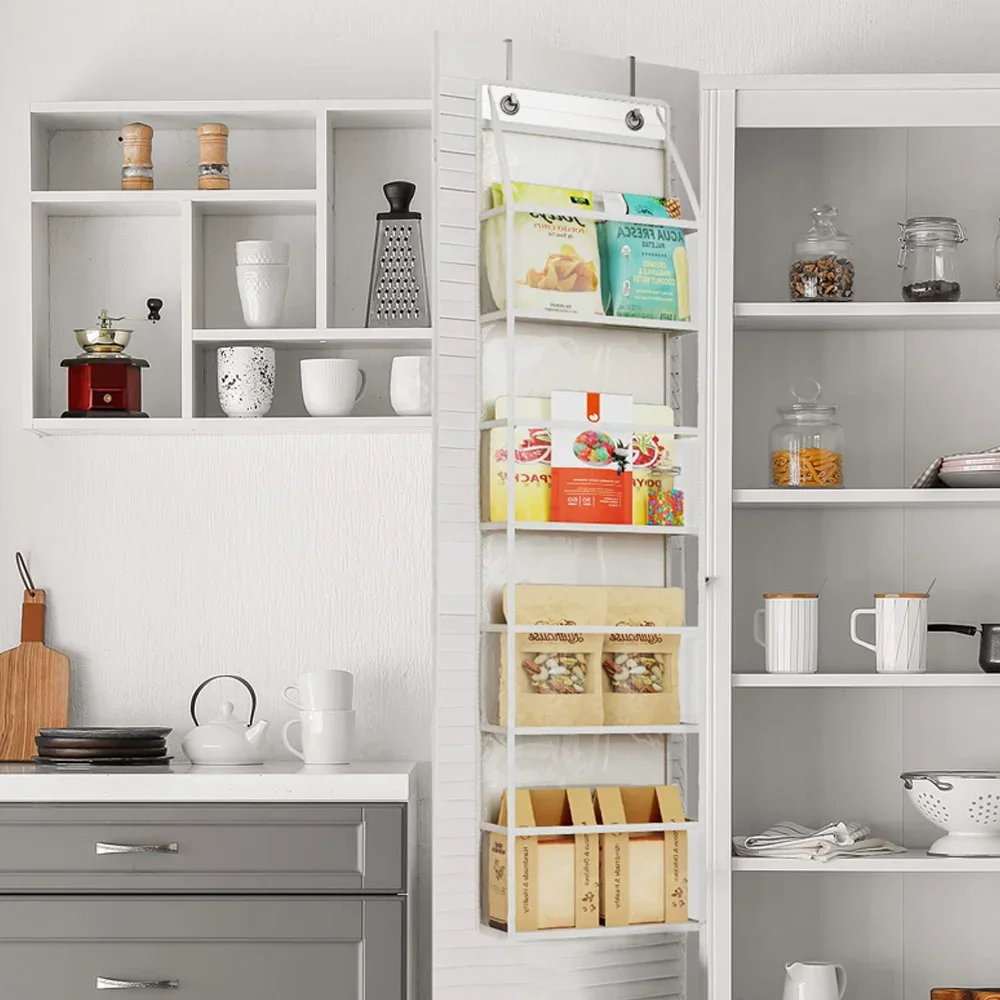 4-Regal, durchsichtig, über der Tür, Organizer, Schrank, Speisekammer, Tür, Aufbewahrung, Hängeraum-Organizer mit Kunststofftaschen für Küche, Schlafzimmer