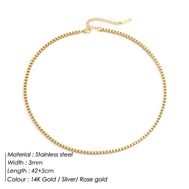 Jujie 3Mm/4Mm Rvs Rope Chain Kettingen Voor Vrouwen Mode 14K Goud Twisted Ketting Sieraden: YX33291-3MM 42CM / 14K Gold Color