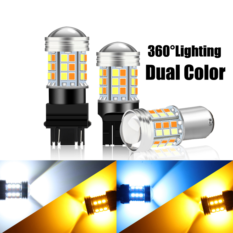 1 st tvåfärgade  t20 7443 w21/5w -lampor 1157 fack 15d 45 smd led-lampor  t25 3157 p27/7w bilvarningslampa blinkerslampa bilbelysning glödlampsbrytare