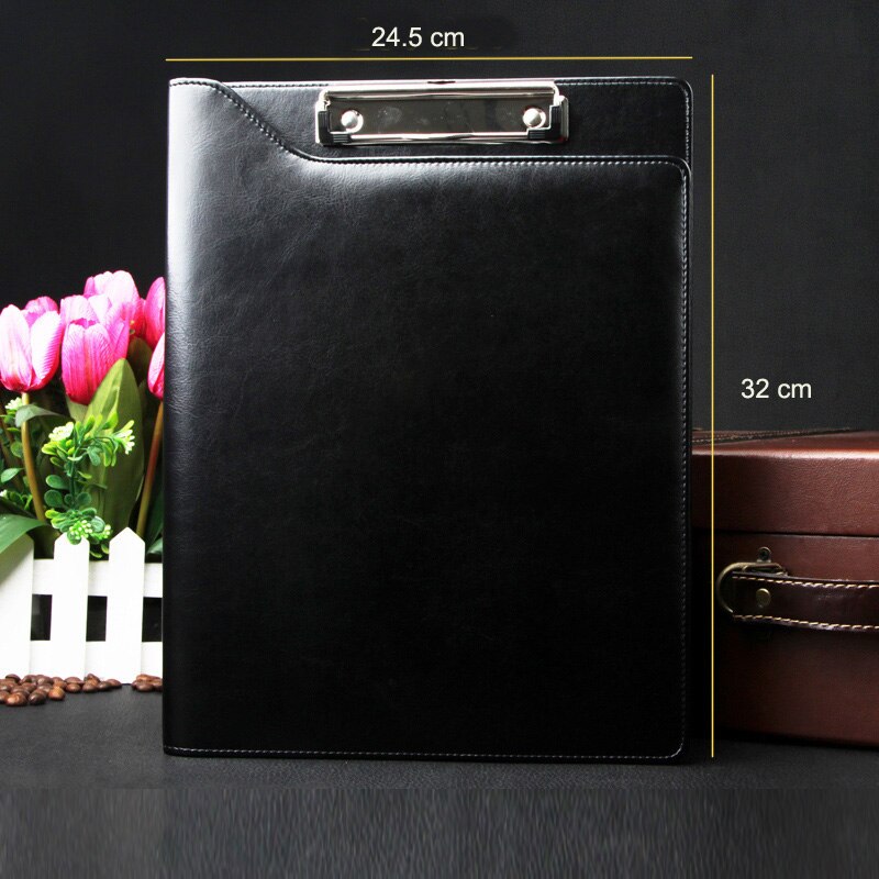 A4 PU leather File Folder Writing Pad Paper Clip Padfolio Business Conference Folder For Office School Supplies