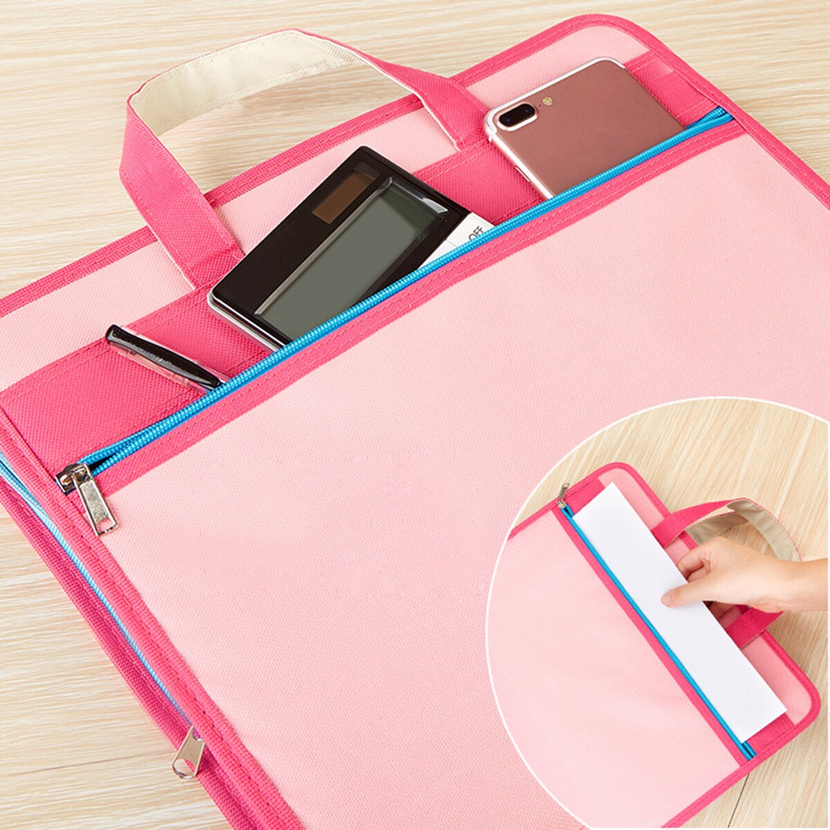 13 Zakken Uitbreiden Bestandsmap A4 Size Kleur Canvas Accordeon Document Organizer Rits Sluiting Met Draagbare Handvat