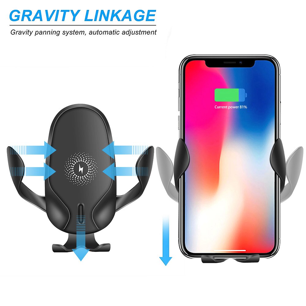 FDGAO Car Wireless Charger Phone Holder Gravity Bracket Mount Holder for iPhone 11 XS XR X 8 Samsung S10 S9 S8 15W Fast Charging