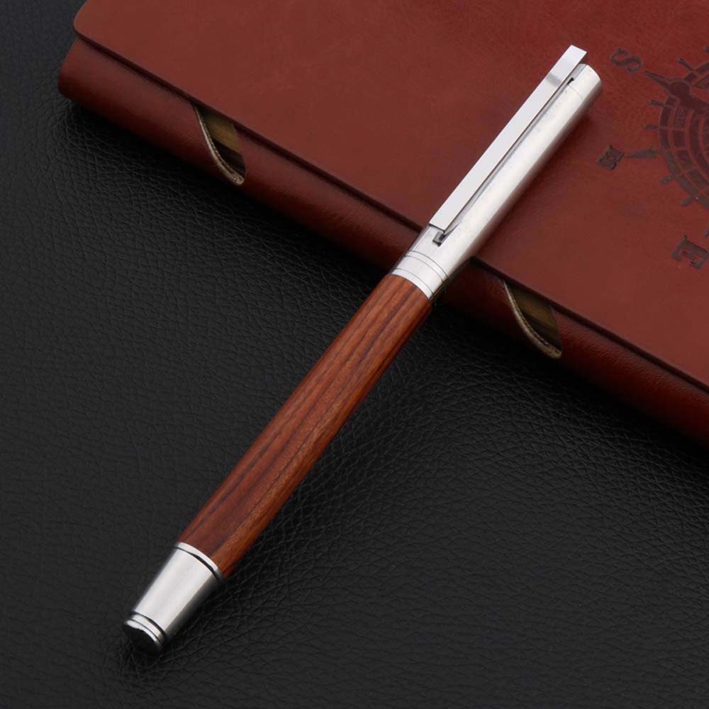 de luxe 225 stylo plume bois acier inoxydable 0.7mm plume papeterie bureau fournitures scolaires stylos à encre