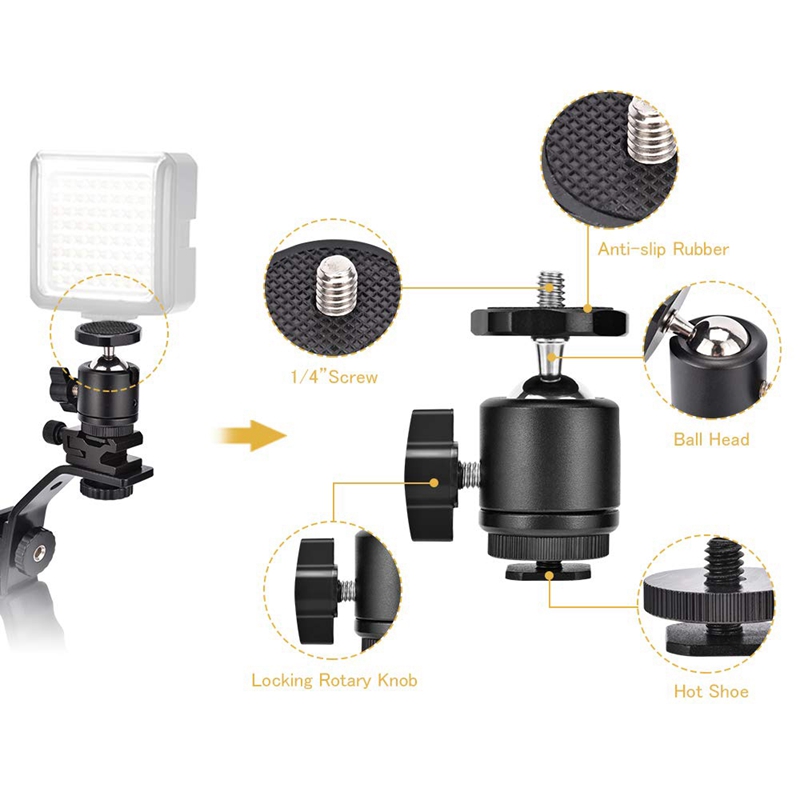 Gepolsterter l-winkel-handhalter, robuster l-winkel-adapter mit kugelkopf und doppeltem blitzschuh für dslr-kameras