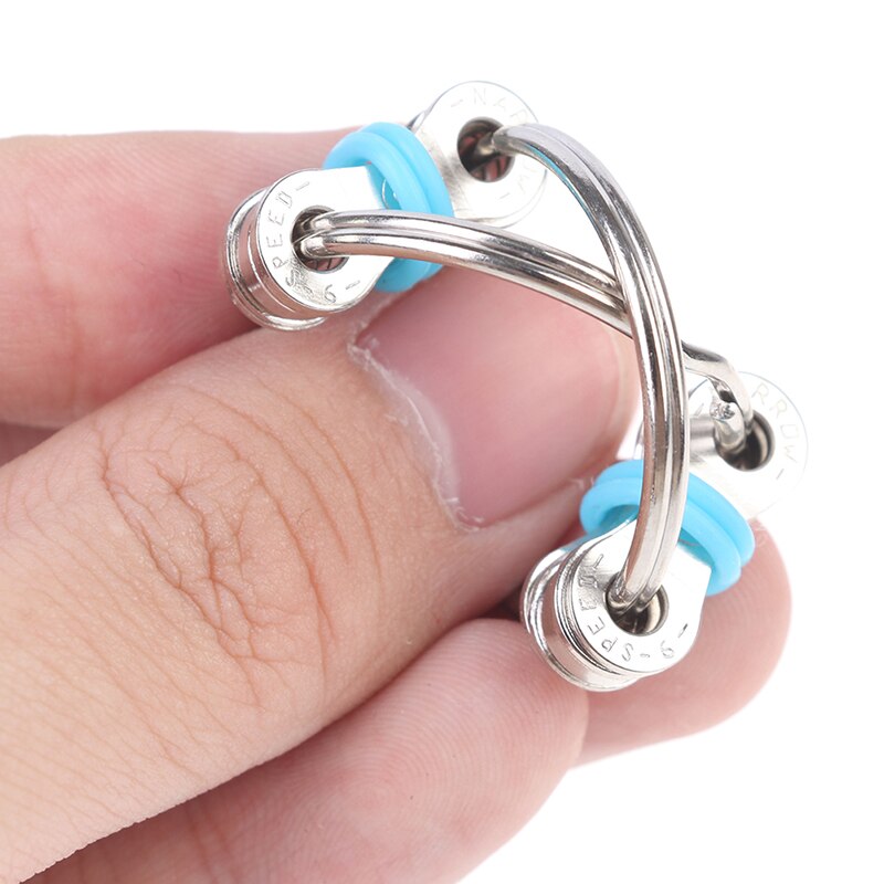 1 Paar Decompressie Ketting Fidget Hand Spinner Vinger Speelgoed Metalen Vent Speelgoed Fiets Ketting Sleutelhanger Sleutelhanger Fidget Saai