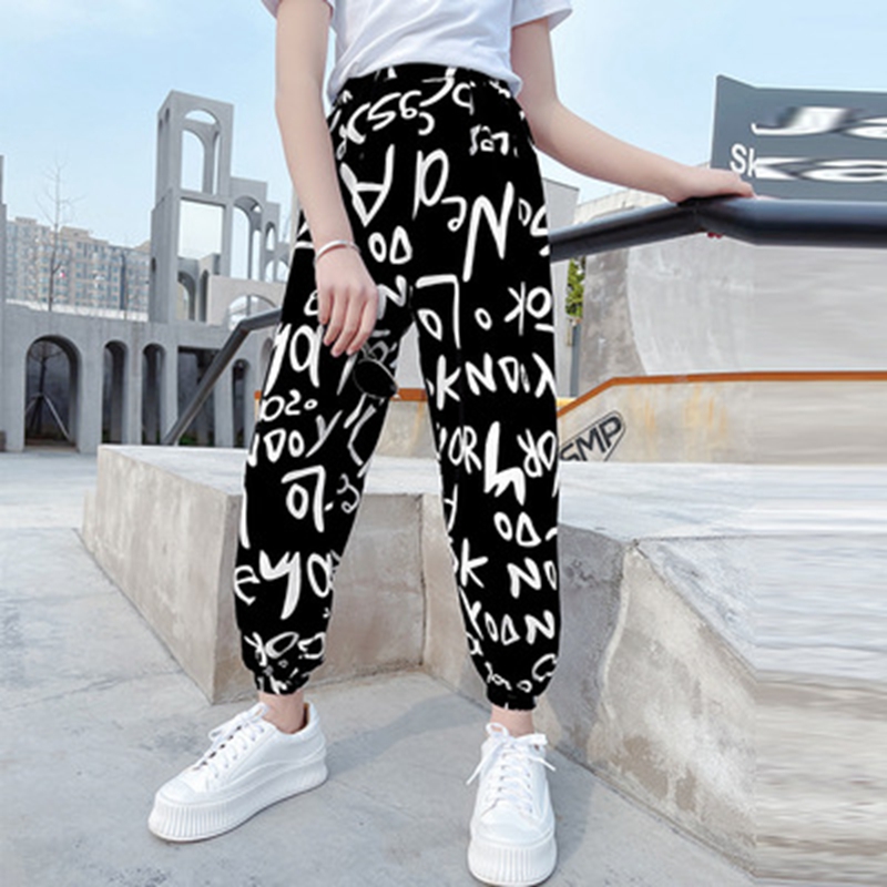 Nuovi vestiti per bambini pantaloni per ragazze pantaloni stampati con lettere stampate 3 4 5 6 7 8 9 10 11 12 13 anni pantaloni da jogging estivi per bambini