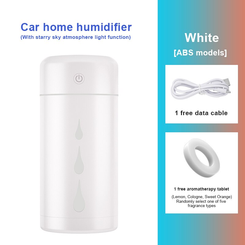 Auto Luchtbevochtiger Luchtreiniger Sterrenhemel Licht Projector Usb Draagbare Luchtbevochtiger Verneveling Essentiële Olie Aromatherapie Diffus: WHITE