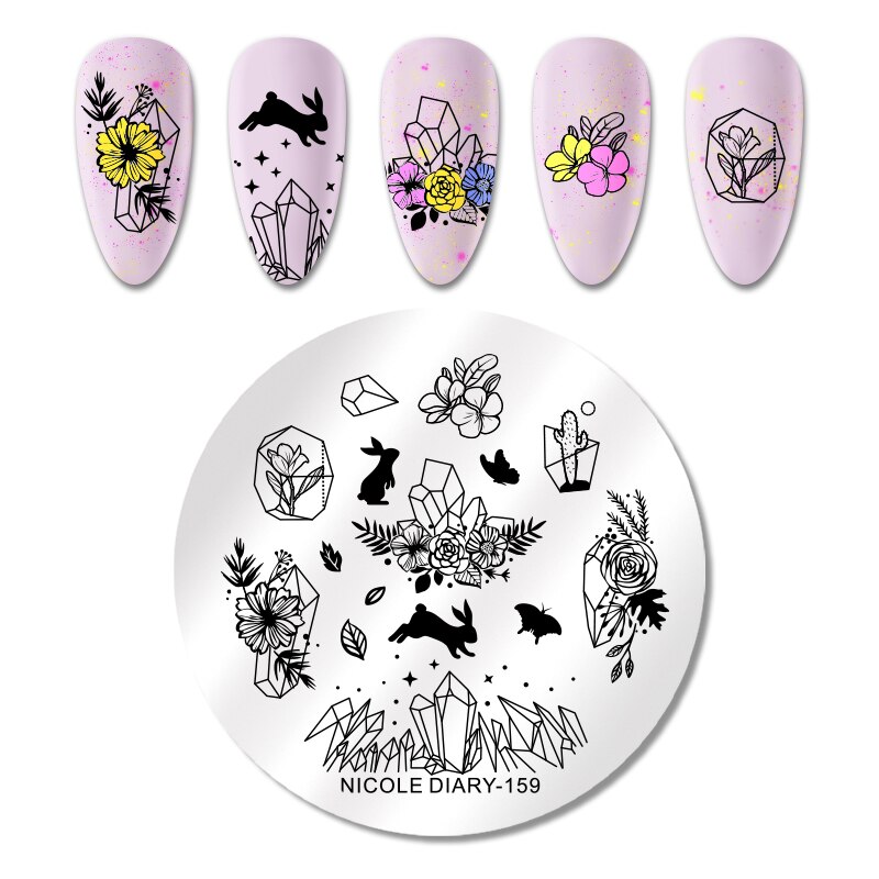 NICOLE DIARY Leopard Butterfly Nail Stamping Plates Tiger Nail Art Stamp Templates Stencils Flower Print Stamping Tool