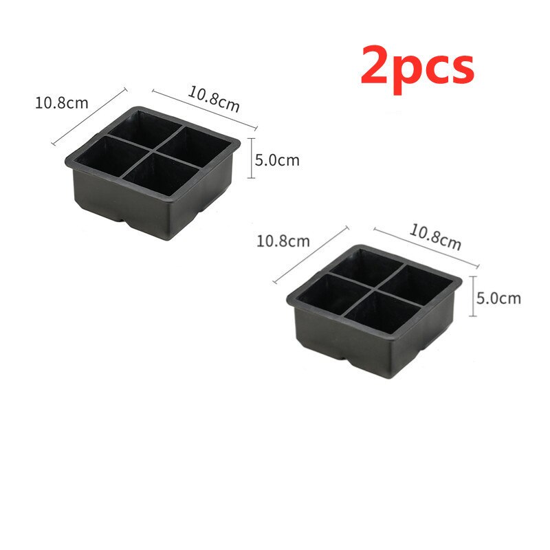 Perfect Ice Cube Silicone Cube Maker Form Cake Pudding Chocolate Molds Easy to Remove Ice Trays Fade Resistant: 4 grids 2pcs