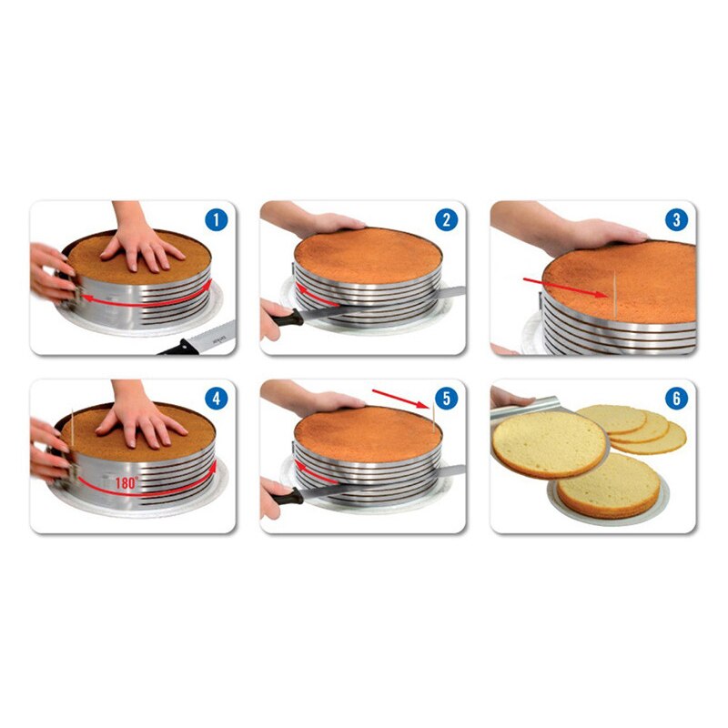 Layer Cake Cutter Slicer Stainless Steel Adjustable Retractable Round Bread Cake Ring Slicer Baking Mold DTT88
