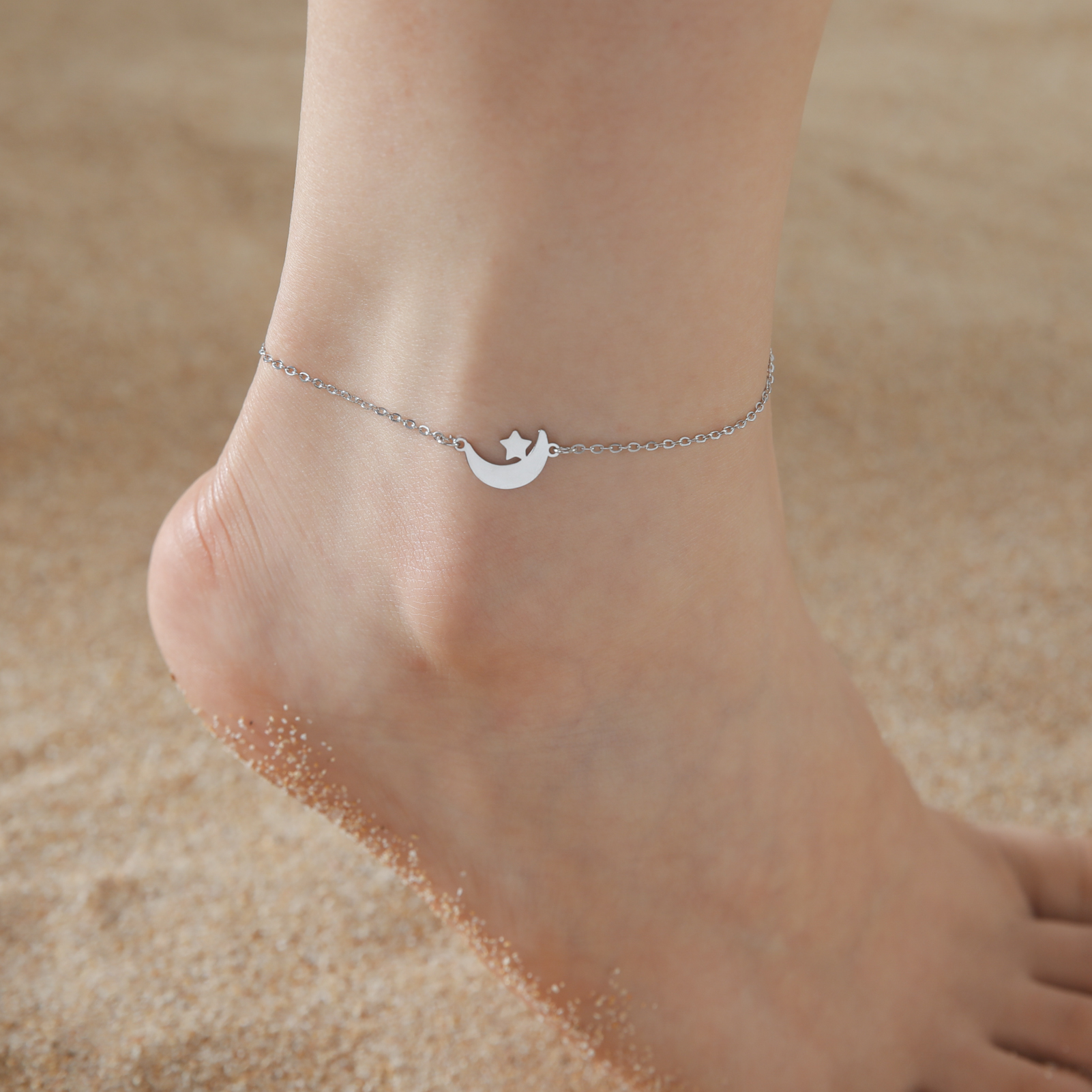 Skyrim marche chat cheville Bracelet femmes en acier inoxydable Simple cheville coréenne été plage pied accessoires: Plaqué de cuivre antique