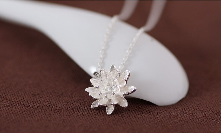 Nieuwkomers 925 Sterling Zilveren Lotus Bloem Kettingen Voor Vrouwen sterling-zilver-sieraden: Silver Flower