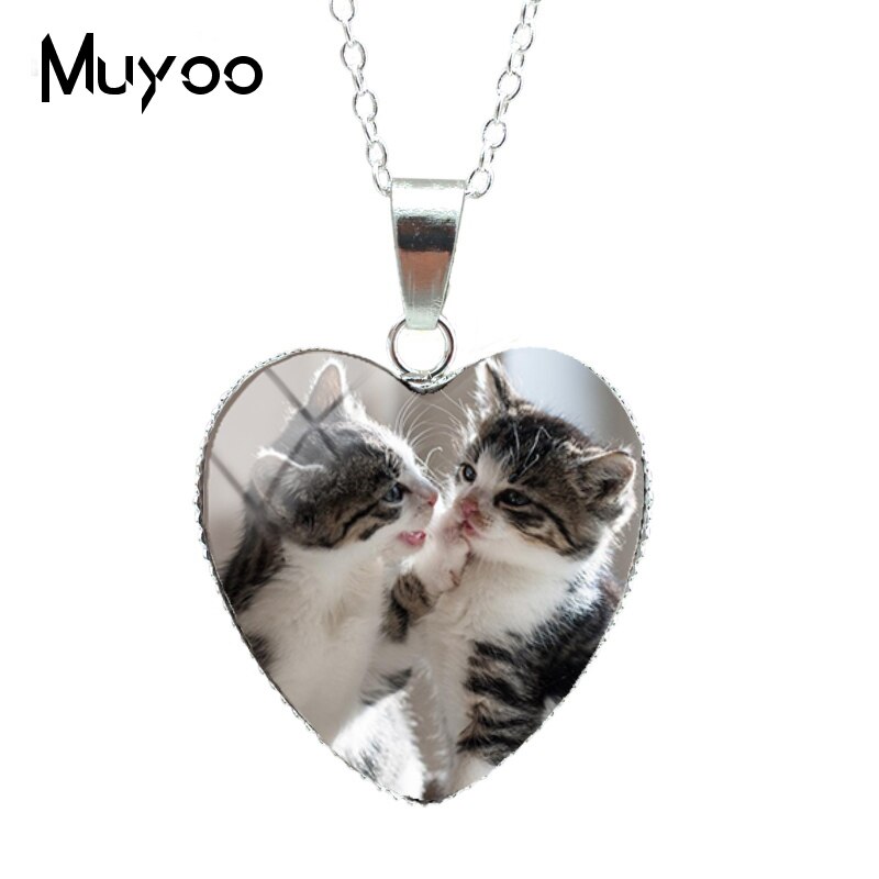 Colgantes de corazón para gatitos, cadenas de para collar, novedad,: 5